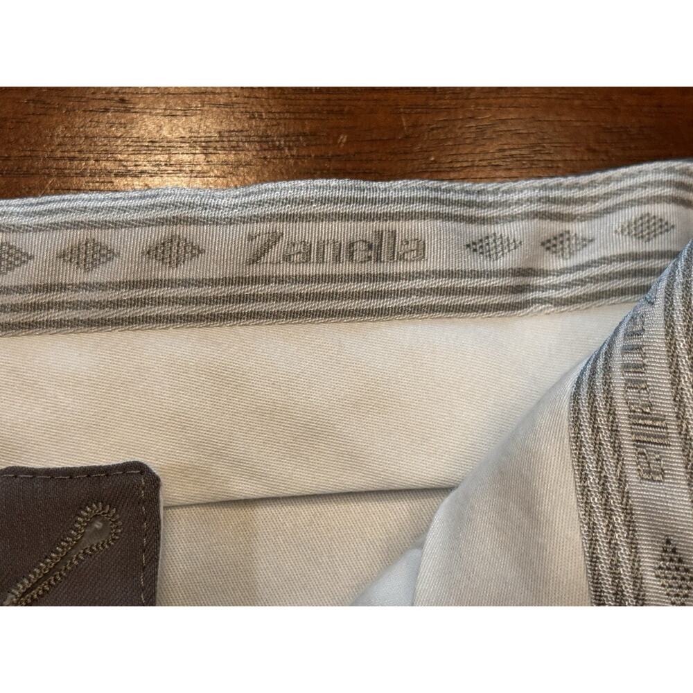 35 X 31 Zanella Todd Solid Light Gray Wool Flat Front Dress Pants Cuffed - Picture 4 of 9